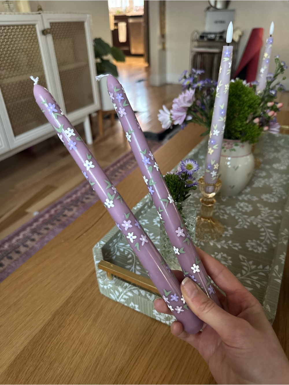 Hand painted taper candles
